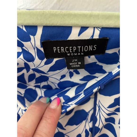 Perceptions Woman Plus 2X Floral Ruched Waist Sleeveless Dress - Picture 2 of 6